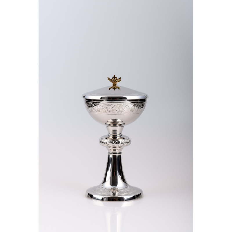 Ciborium, brass, nickel plated, silver plated - 23 cm (16)