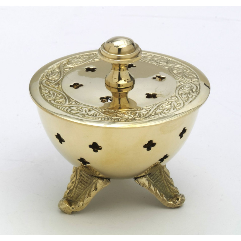 Brass incense burner with lid - 8 cm