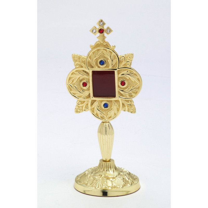 Reliquary with gemstones, gold-plated - 20 cm