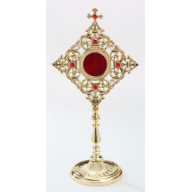Reliquary - 32 cm, with gemstones, gold plated (2)