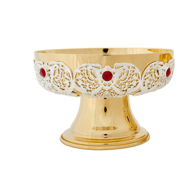 Paten decorated, brass, gold-plated - 9 cm