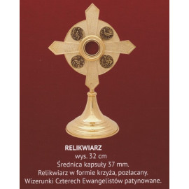 Brass reliquary, gold-plated - 32 cm