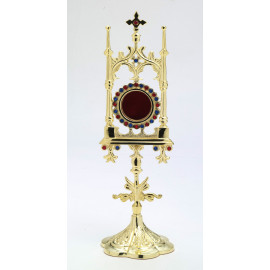 Reliquary with precious stones, gold-plated - 31 cm