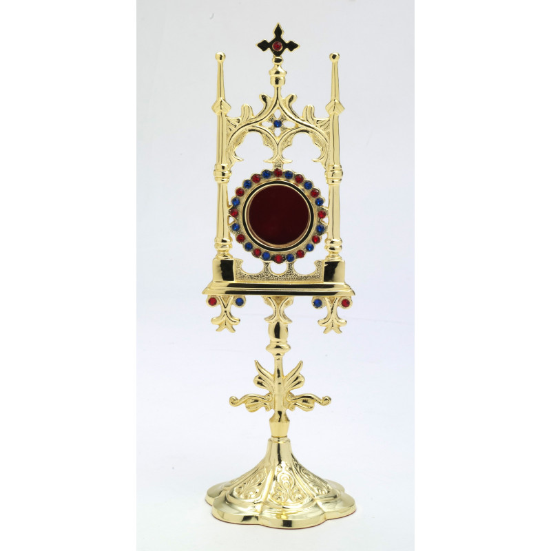 Reliquary with precious stones, gold-plated - 31 cm