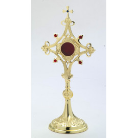 Reliquary with gemstones, gold-plated - 30 cm