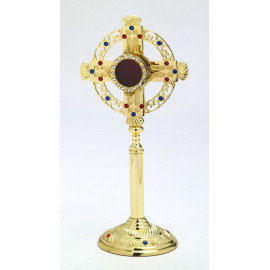 Reliquary with precious stones, gold plated - 26 cm