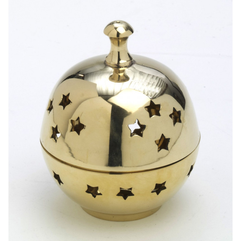 Brass incense burner with lid - 10 cm