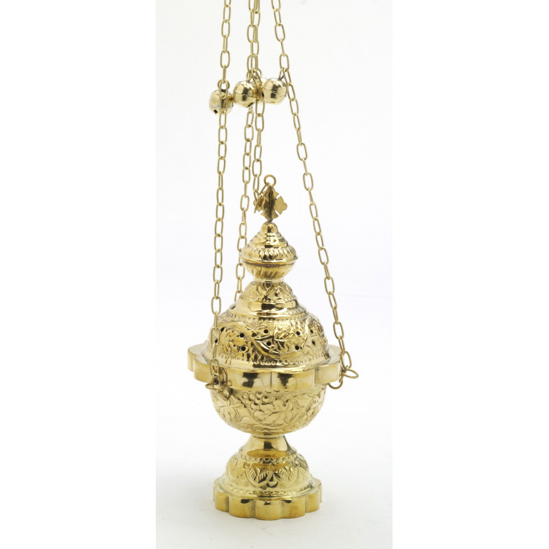 Brass thurible, decorated - 25 cm