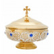 Decorated, brass, gold plated paten - 14 cm