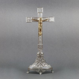 Altar cross, brass-silver, standing 53 cm high