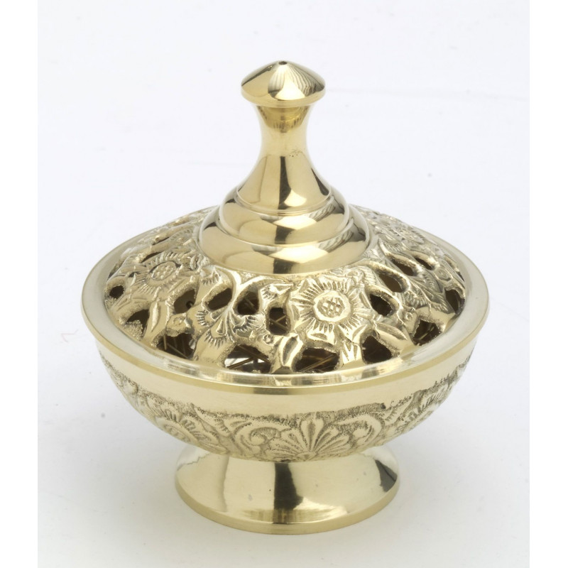 Brass incense burner with lid - 9 cm