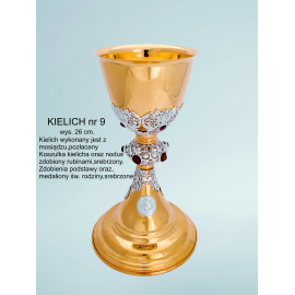 Gilded brass chalice with silver elements - 23 cm (75)