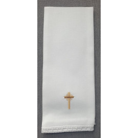 Purificator embroidered gold cross - 100% cotton