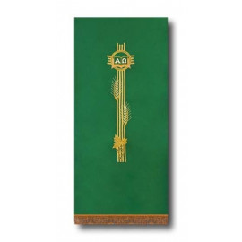 Green pulpit cover Alpha and Omega