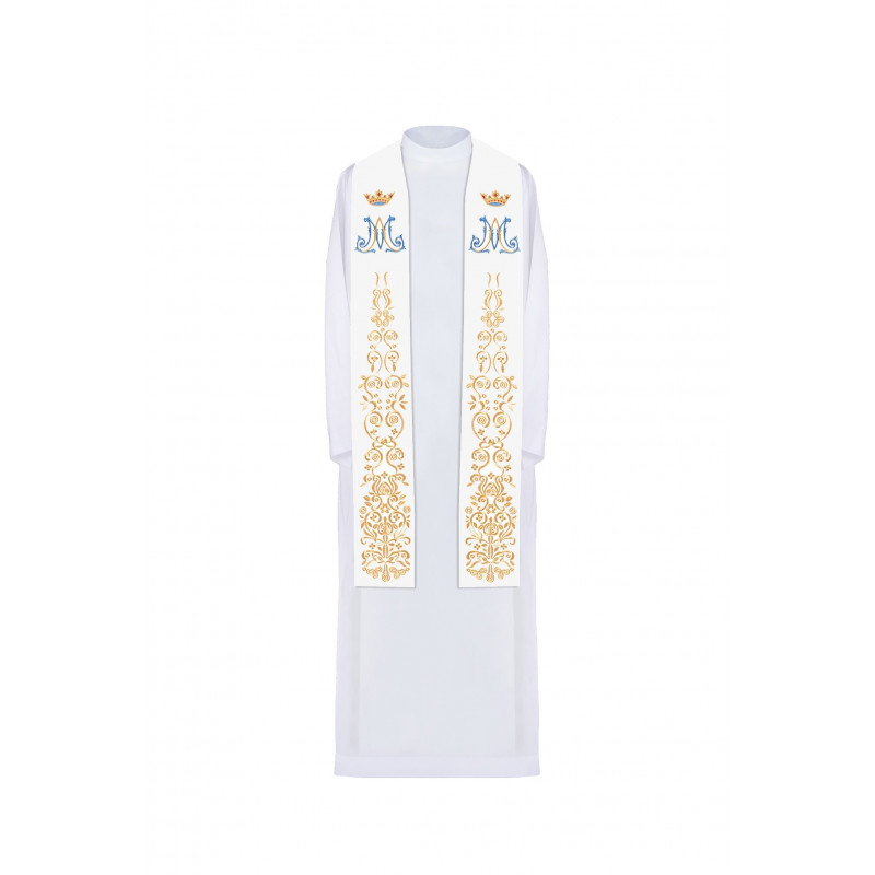 Marian stole embroidered - ecru (56)