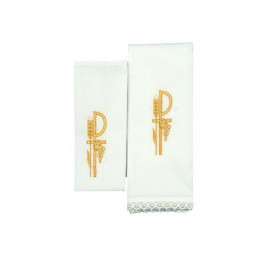 Chalice Linen Sets - embroidered gold P and ears of grain (9)