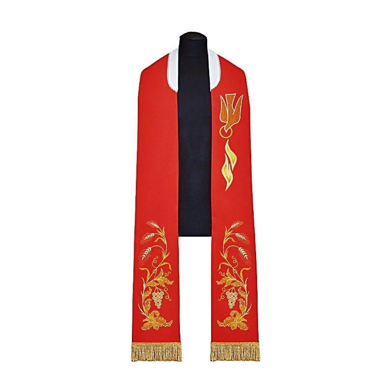 Embroidered red stole for confirmation
