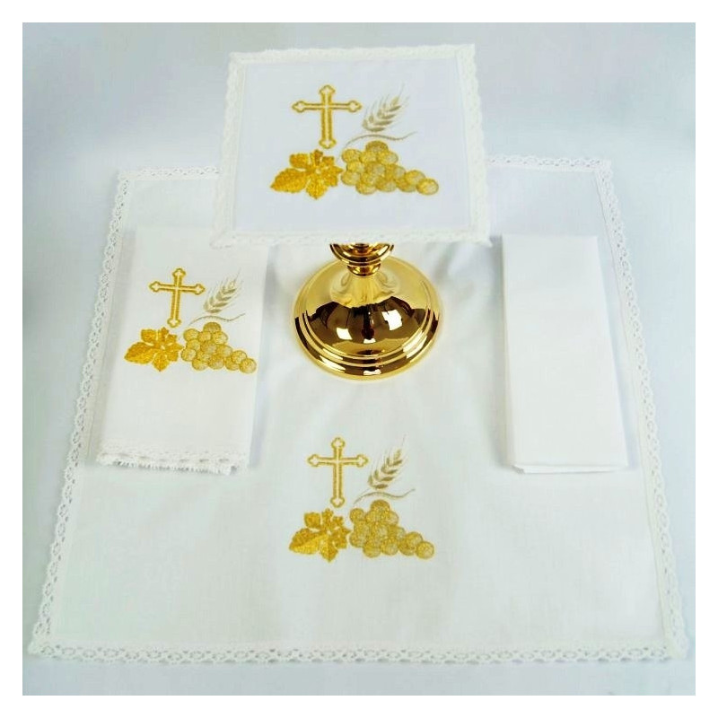 Chalice Linen Sets - embroidered cross and ears of grain (40)