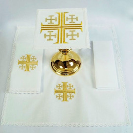 Chalice Linen Sets - gold Jerusalem cross (48)