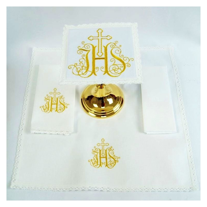 Chalice Linen Sets - gold IHS and cross (51)
