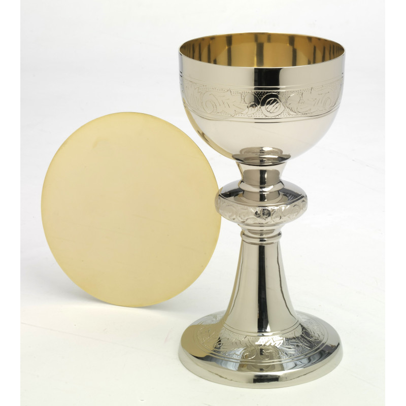 Silver chalice + paten - 20 cm