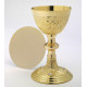 Chalice with precious stones + paten, gold plated - 22 cm (35)