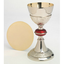 Chalice with a red ring + paten - 24 cm (40)