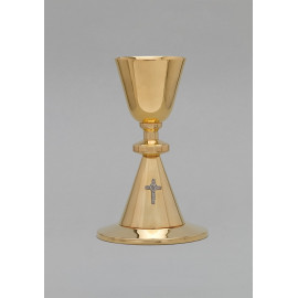 Brass chalice with a cross, gold plated 22 cm (42)