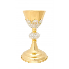 Gilded brass chalice with silver elements - 22 cm (47)