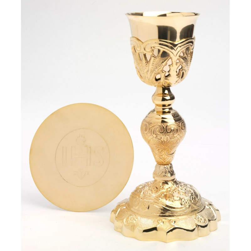 Gold plated chalice + paten - 26 cm (52)