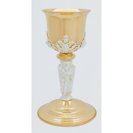 Gilded brass chalice with silver elements - 23 cm (56)