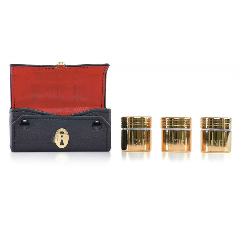 Three oil containers in a case (8)