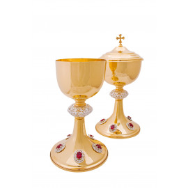 Gilded brass chalice with silver elements - 23 cm (59)
