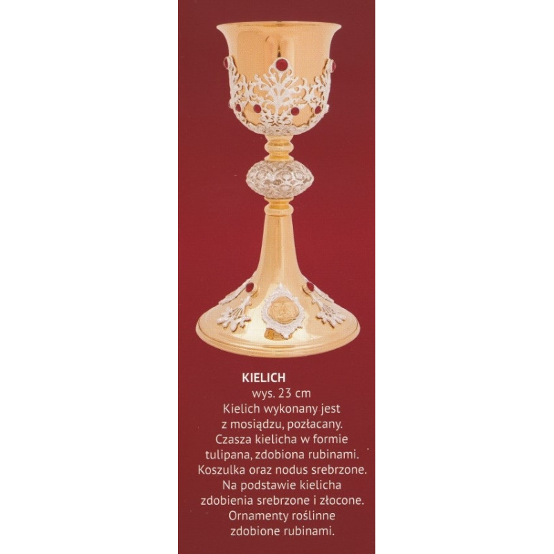 Gilded brass chalice with silver elements - 23 cm (65)