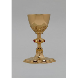 Gilded brass chalice with decorative stones - 22 cm (82)