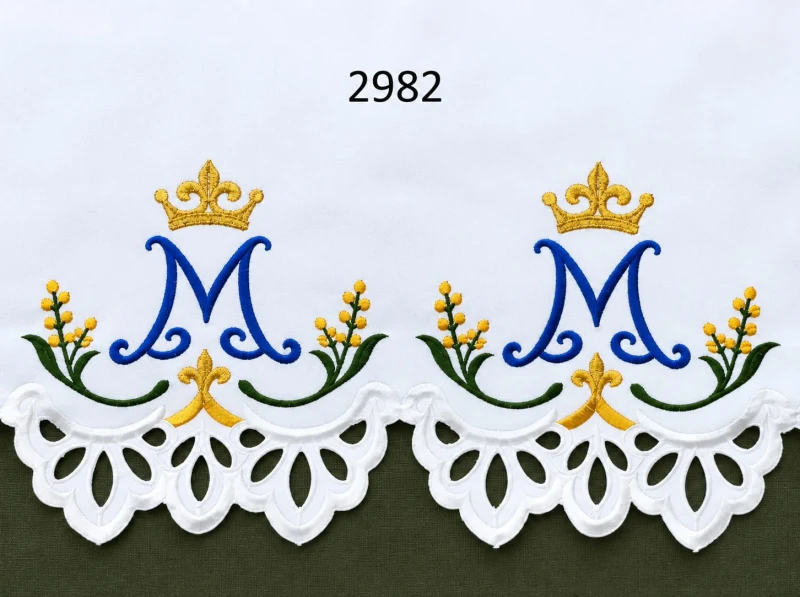 Embroidered Marian church tablecloth with lilies of the valley - Best Catholic Shop