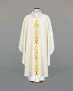 Ecru embroidered chasuble - IHS