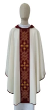 Chasuble with embroidered sash—liturgical colors (please select) - Image 1