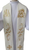 Ecru embroidered stole: Holy Family – Christmas - Image 1