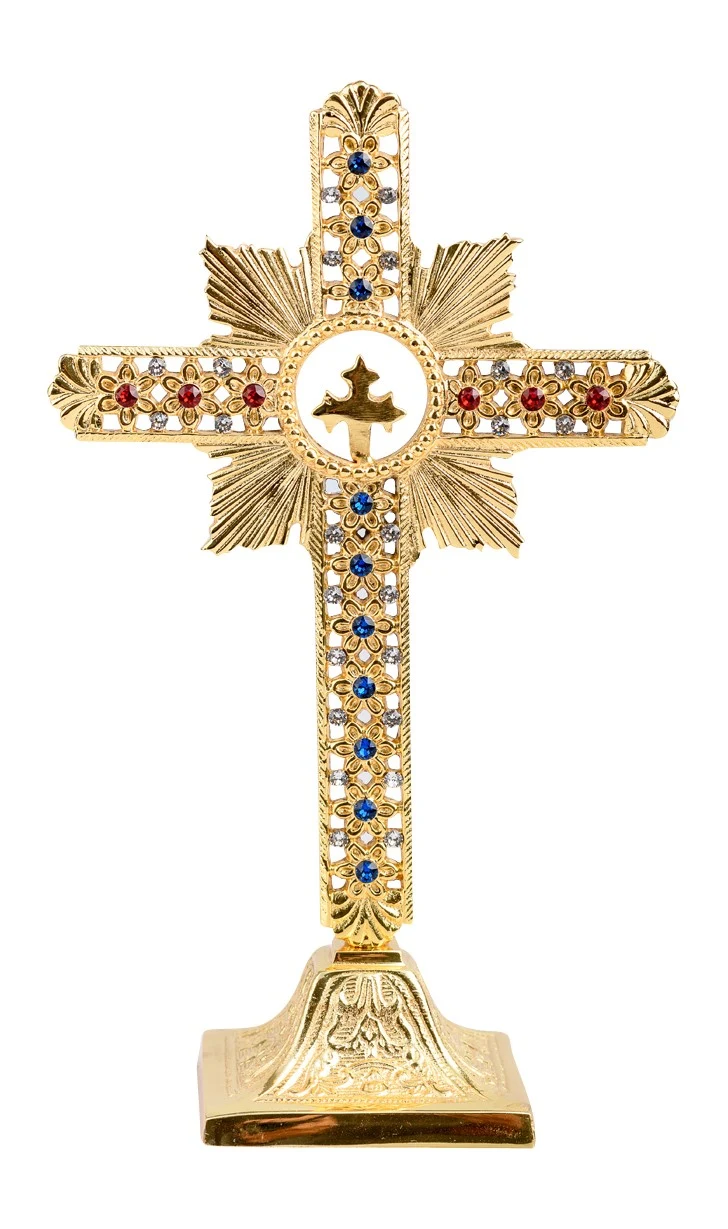 Brass freestanding cross - 25 cm (9.8 in) - Best Catholic Shop