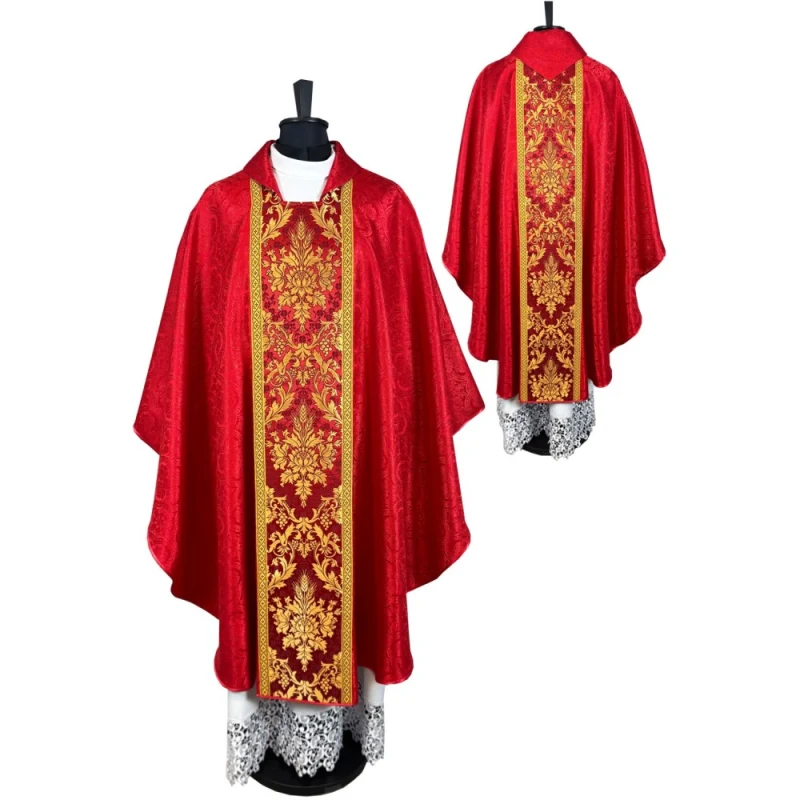 Gothic chasuble—red jacquard fabric - Best Catholic Shop