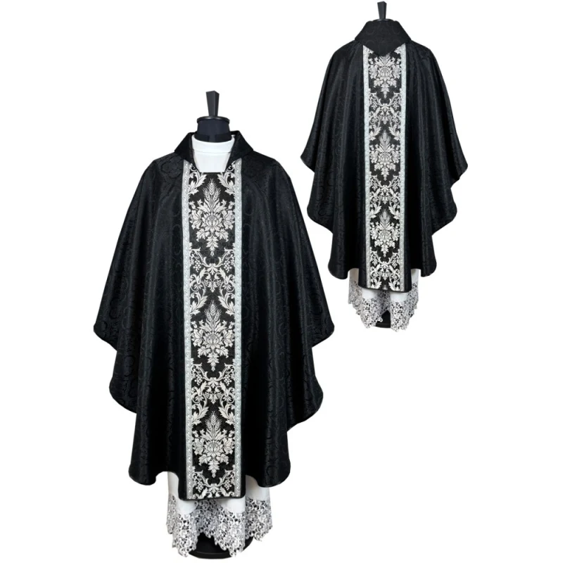 Gothic chasuble—black jacquard fabric - Best Catholic Shop