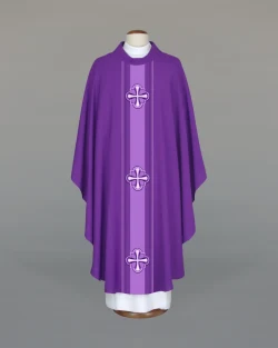 Purple embroidered chasuble—crosses