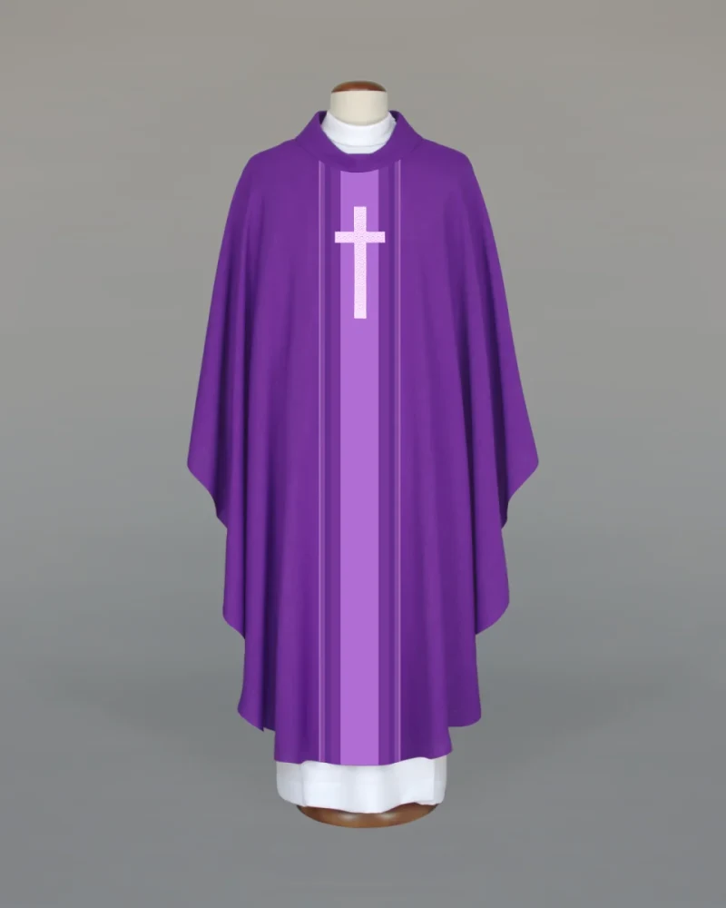 Embroidered Chasuble with a Cross—Purple - Best Catholic Shop