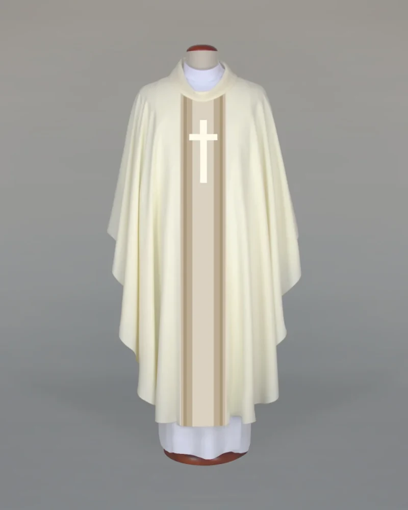 Embroidered Chasuble with a Cross - ecru - Best Catholic Shop