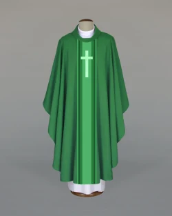 Embroidered Chasuble with a Cross - Green