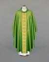 Green chasuble, adorned with a striking woven sash - Image 1