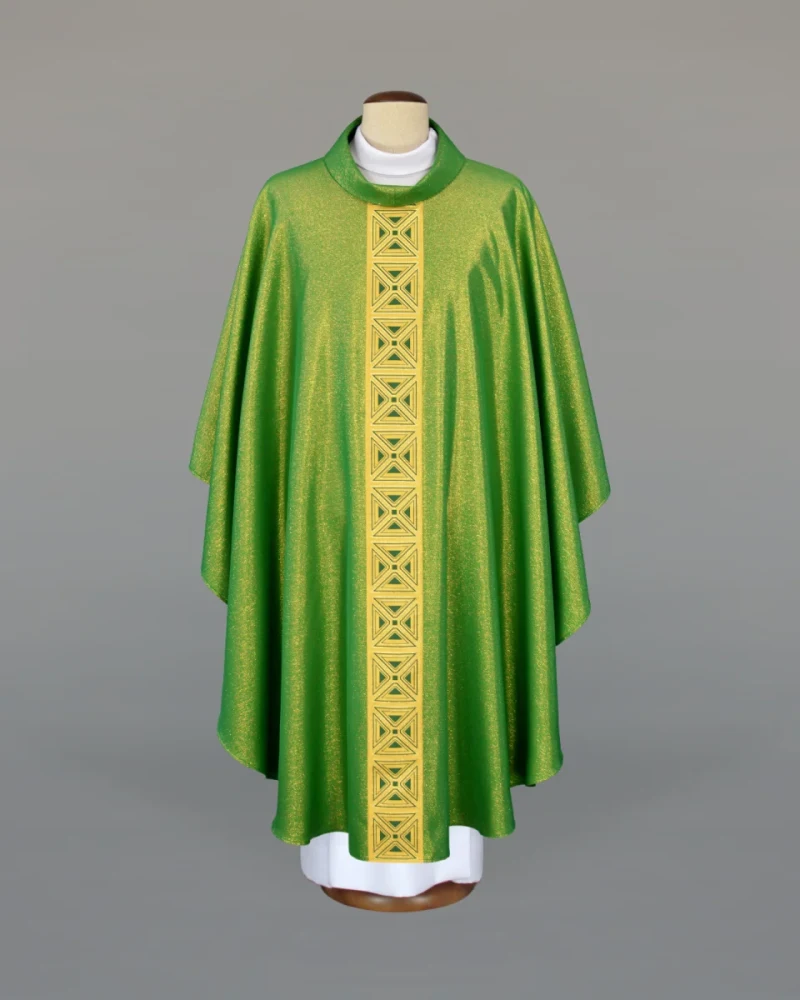 Green chasuble, adorned with a striking woven sash - Best Catholic Shop
