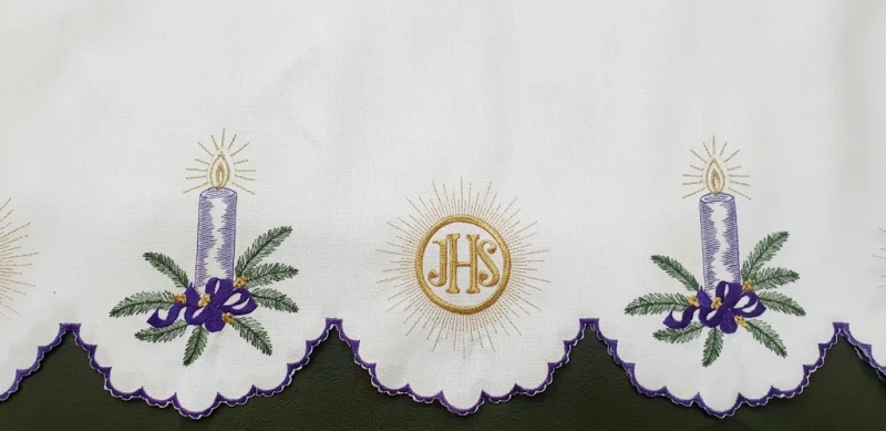 Embroidered altar tablecloth with an Advent design (234) - Best Catholic Shop
