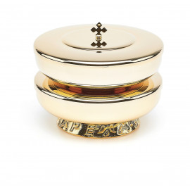 Brass ciborium, stacked, double - diameter 16 cm (6.3 inches)